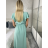 Šaty dlouhé elegantní letní krátký rukáv dámské BLANA (S/M/L ONE SIZE) ITALSKÁ MÓDA IMD25115/DR S/M/L světle mintová