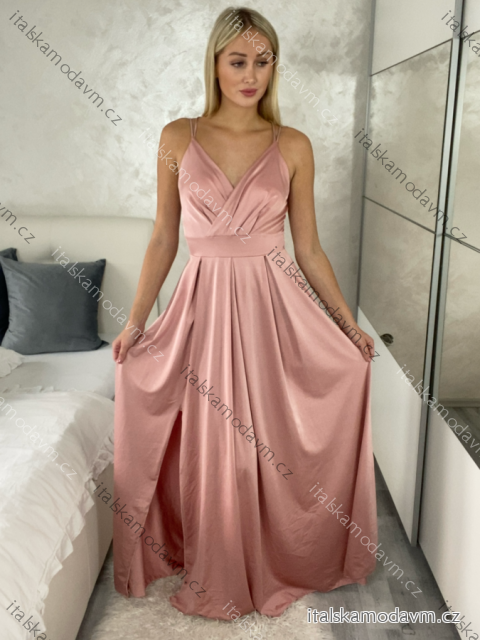 Šaty dlouhé společenské na ramínka dámské BEATRIX (S/M/L ONE SIZE) ITALSKÁ MÓDA IMM25M35843/DUR