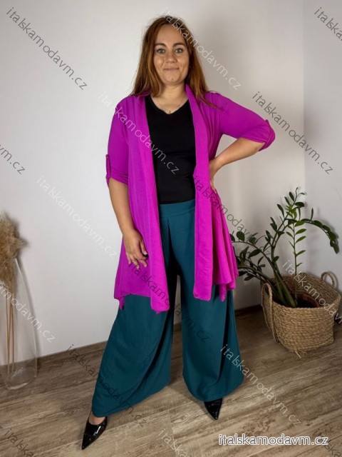 Cardigan letný 3/4 dlhý rukáv dámsky nadrozmer VESUNA (48/50/52 ONE SIZE) TALIANSKA MÓDA IM425415/DU