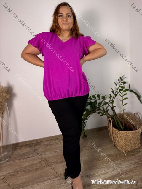Tunika letní krátký rukáv dámská nadrozměr SYNDY (50/52/54 ONE SIZE) ITALSKÁ MÓDA IM425401