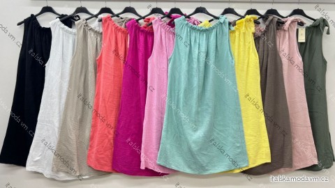 Šaty krátke letný mušelín bez rukávu dámske nadrozmer (46/48/50 ONE SIZE) TALIANSKA MÓDA IM425407