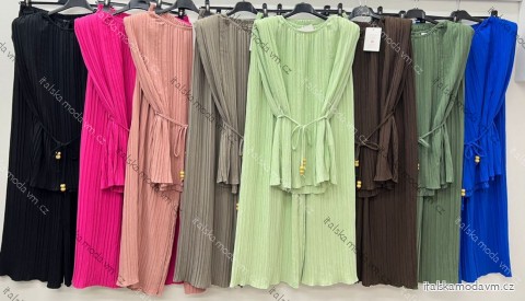 Souprava elegantní halenka bez rukávu a kalhoty dlouhé dámské (S/M/L ONE SIZE) ITALSKÁ MÓDA IM425409