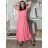 Šaty dlouhé volnočasové letní mušelín krátký rukáv dámské VANESA (S/M/L ONE SIZE) ITALSKÁ MÓDA IM425298