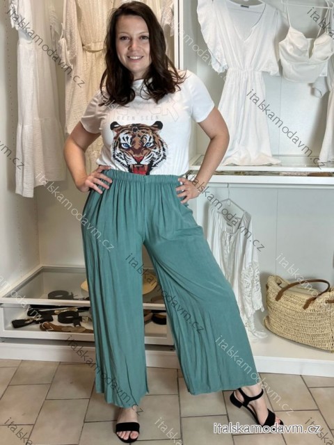 Nohavice letné dámske (S/M/L ONE SIZE) TALIANSKA MÓDA IM325ELBA/DUR tm. mintová S/M/L