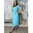 Šaty dlouhé elegantní letní krátký rukáv dámské BLANA (S/M/L ONE SIZE) ITALSKÁ MÓDA IMD25115/DR S/M/L světle mintová