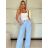 Súprava elegantné sako krátke dlhý rukáv a nohavice dámske ALICE (S/M ONE SIZE) TALIANSKA MÓDA IMWHP25525/DU -   svetlo modrá -   S / M