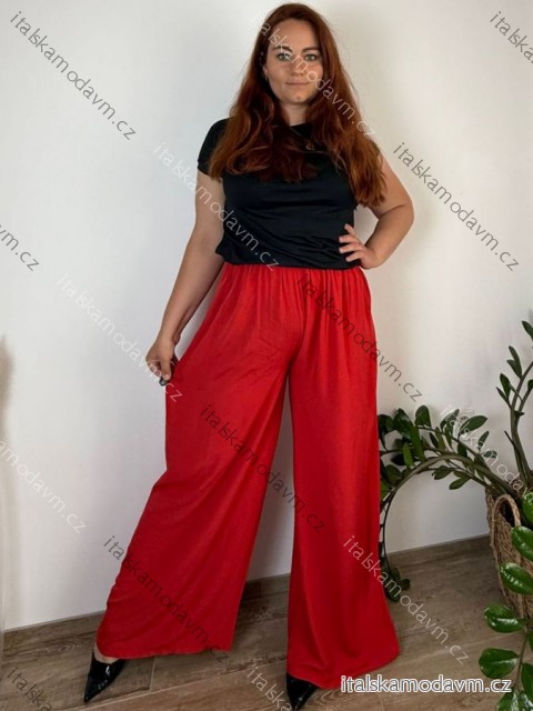 Kalhoty dlouhé letní dámské nadrozměr DANIELLA (52/54/56 ONE SIZE) ITALSKÁ MÓDA IM425DANIELLA/DUR červená 52/54/56
