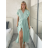 Šaty dlouhé elegantní letní krátký rukáv dámské BLANA (S/M/L ONE SIZE) ITALSKÁ MÓDA IMD25115/DR S/M/L světle mintová
