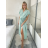 Šaty dlouhé elegantní letní krátký rukáv dámské BLANA (S/M/L ONE SIZE) ITALSKÁ MÓDA IMD25115/DR S/M/L světle mintová