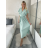 Šaty dlouhé elegantní letní krátký rukáv dámské BLANA (S/M/L ONE SIZE) ITALSKÁ MÓDA IMD25115/DR S/M/L světle mintová