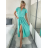 Šaty dlouhé elegantní letní krátký rukáv dámské BLANA (S/M/L ONE SIZE) ITALSKÁ MÓDA IMD25115/DR S/M/L světle mintová