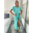 Šaty dlouhé elegantní letní krátký rukáv dámské BLANA (S/M/L ONE SIZE) ITALSKÁ MÓDA IMD25115/DR S/M/L světle mintová