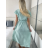 Šaty dlouhé elegantní letní krátký rukáv dámské BLANA (S/M/L ONE SIZE) ITALSKÁ MÓDA IMD25115/DR S/M/L světle mintová