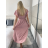 Šaty dlouhé elegantní letní krátký rukáv dámské BLANA (S/M/L ONE SIZE) ITALSKÁ MÓDA IMD25115/DR S/M/L světle mintová
