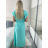 Šaty dlouhé elegantní letní krátký rukáv dámské BLANA (S/M/L ONE SIZE) ITALSKÁ MÓDA IMD25115/DR S/M/L světle mintová