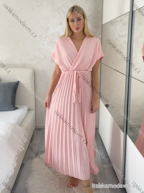 Šaty dlouhé elegantní letní krátký rukáv dámské VERONA (S/M/L ONE SIZE) ITALSKÁ MÓDA IMC25212/DR