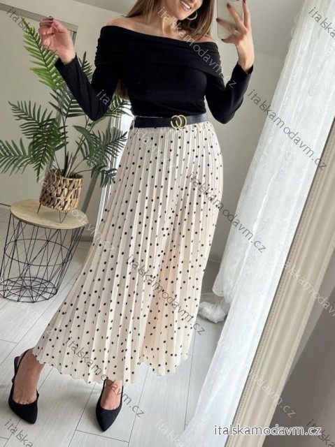 Sukně dlouhá skládaná s páskem dámská (XS/S/M ONE SIZE) ITALSKÁ MÓDA IMWG251473