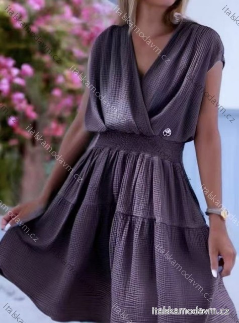 Šaty krátké letní mušelín krátký rukáv dámské (XS/S/M ONE SIZE) ITALSKÁ MÓDA IMWG251485