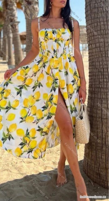 Šaty dlouhé letní na ramínka dámské (XS/S/M ONE SIZE) ITALSKÁ MÓDA IMWHP251899