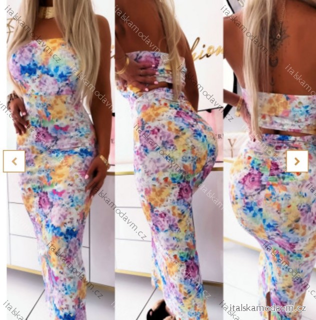Šaty dlouhé letní květované carmen přes prsa dámské (XS/S/M ONE SIZE) ITALSKÁ MÓDA IMWHP251904
