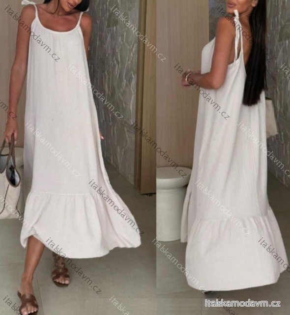 Šaty dlouhé volnočasové letní mušelín na ramínka dámské (XS/S/M ONE SIZE) ITALSKÁ MÓDA IMWHP251918