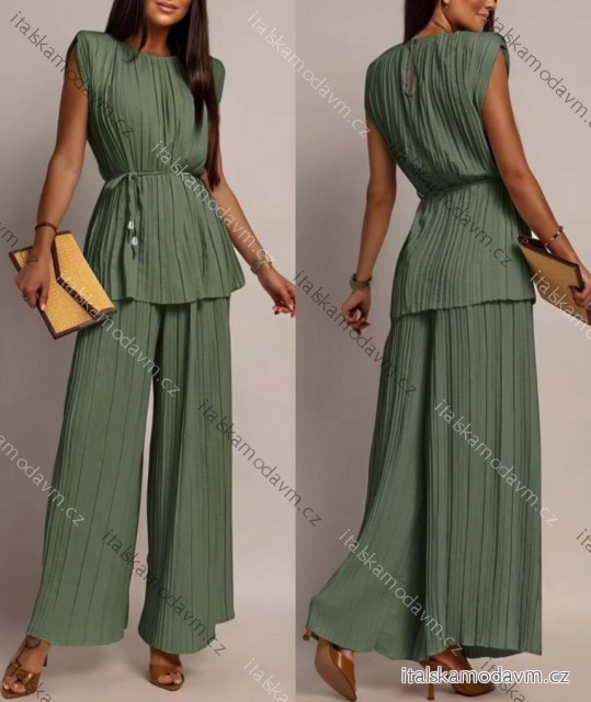Souprava elegantní halenka krátký rukáv a kalhoty dlouhé dámské (XS/S/M ONE SIZE) ITALSKÁ MÓDA IMWGS251535