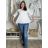 Tunika 3/4 košilová dlouhý rukáv dámská nadrozměr (48/50 ONE SIZE) ITALSKá MODA IM7246236/DUR -   biela -   46/48/50