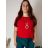 Tunika s přívěskem krátký rukáv dámská nadrozměr (L/XL/2XL ONE SIZE) ITALSKÁ MÓDA IMD23316/DUR červená