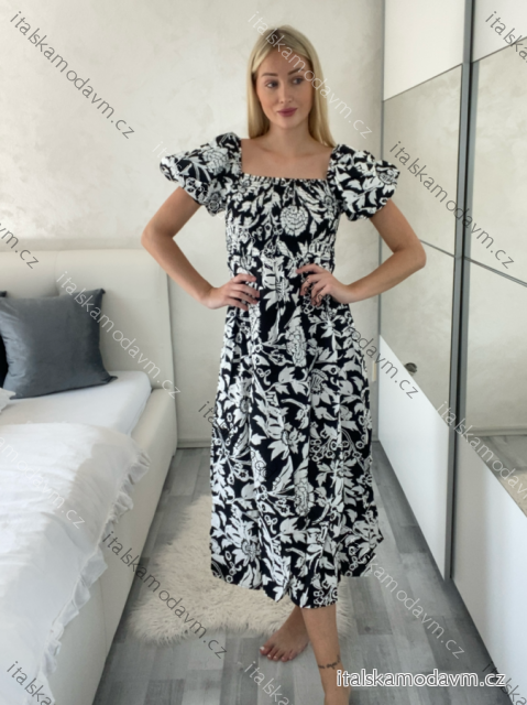 Šaty letní květinové carmen krátký rukáv dámské (M/L-XL/2XL) IMWGDB215105/DUR -   Černá -   XL/2XL