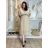 Šaty dlouhé letní šifonové elegantní skládané s páskem krátký rukáv dámské LAJLA (S/M/LONE SIZE) ITALSKÁ MÓDA IMWHA251214/DUR S/M/L béžová
