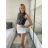 Top croptop třpytivý na ramínka dámské BEATA (S/M/L ONE SIZE) ITALSKÁ MÓDA IMPSH246528/DUR S/M/L Černá
