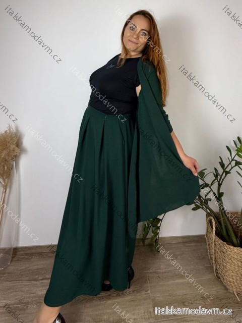 Cardigan letní 3/4 dlouhý rukáv dámský nadrozměr VESUNA (48/50/52 ONE SIZE) ITALSKÁ MÓDA IM425415/DU 48/50/52 tmavě smaragdová