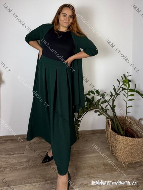 Sukňa maxi široká dlhá dámska (56/58ONE SIZE) TALIANSKA MóDA IMSM24022 zelená smaragdová 56/58