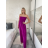 Overal dlouhý elegantní žabičkovaný carmen bez rukávu dámský (S/M/L ONE SIZE) ITALSKÁ MÓDA IM425322/DUR -   růžová fuchsiová -   S/M/L