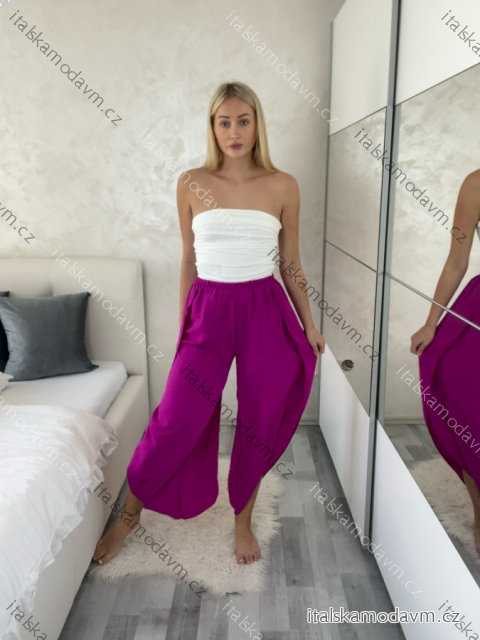 Kalhoty letní zavinovací dlouhé oversize dámské GINIE (S/M/L ONE SIZE) ITALSKÁ MÓDA IMD24250/DU