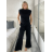 Souprava elegantní tričko bez rukávu a kalhoty dlouhé dámské LUCY (S/M/L ONE SIZE) ITALSKÁ MÓDA IMWAC251491/DU S/M/L Černá