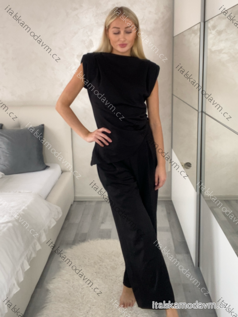 Souprava elegantní tričko bez rukávu a kalhoty dlouhé dámské LUCY (S/M/L ONE SIZE) ITALSKÁ MÓDA IMWAC251491/DU