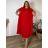Šaty s přívěskem  dlouhé krátký rukáv dámské nadrozměr (54/56/58 ONE SIZE) ITALSKá MóDA IM424277/DUR červená 56/58