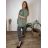 Bunda slabá s kapucňou dlhý rukáv dámska nadrozmer MILANO (52/54/56 ONE SIZE) TALIANSKA MÓDA IMSM251213/DU  zelená khaki