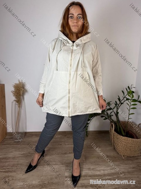 Bunda slabá s kapucí dlouhý rukáv dámská nadrozměr MILANO (52/54/56 ONE SIZE) ITALSKÁ MÓDA IMSM251213/DU 52/54/56 béžová