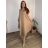 Šaty dlouhé letní na ramínka dámské nadrozměr LOLA (42/44/46 ONE SIZE) ITALSKÁ MÓDA IM4251113/DU 42/44/46 hnědá