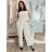 Overal dlouhý elegantní žabičkovaný carmen bez rukávu dámský (S/M/L ONE SIZE) ITALSKÁ MÓDA IM425322/DUR béžová S/M/L