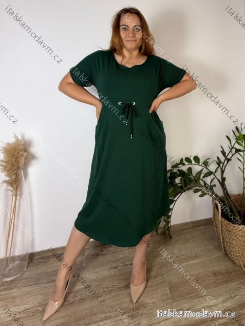 Šaty voľnočasové  krátký rukáv dámske nadrozmer HANAH(46/48/50 ONE SIZE) TALIANSKA MÓDA IM425028/DU