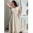 Šaty dlouhé volnočasové letní mušelín krátký rukáv dámské INGE (S/M/L ONE SIZE) ITALSKÁ MÓDA IM425304/DUR S/M/L hnědá