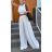 Nohavice dlhé letné dámske nadrozmer (S/M/L ONE SIZE) TALIANSKA MÓDA IMWGB25228/DUR zelená khaki S/M/L