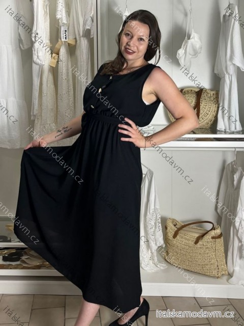 Šaty dlhé košeľové bez rukávov dámske (S/M/L ONE SIZE) TALIANSKA MóDA IMC250001/DU