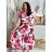 Šaty dlouhé letní krátký rukáv dámské (S/M/L ONE SIZE) ITALSKÁ MÓDA IMD250001/DUR -   červená -   S/M/L