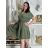 Šaty volnočasové letní mušelín krátký rukáv dámské (S/M/L ONE SIZE) ITALSKÁ MÓDA IM4250001/DUR -   zelená khaki -   S/M/L