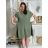 Šaty volnočasové letní mušelín krátký rukáv dámské (S/M/L ONE SIZE) ITALSKÁ MÓDA IM4250001/DUR -   zelená khaki -   S/M/L
