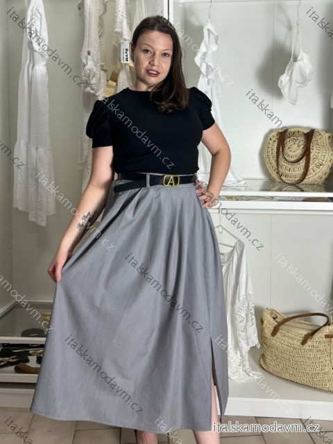 Sukně dlouhá s páskem dámská (S/M/L ONE SIZE) ITALSKÁ MÓDA IM425444/DU